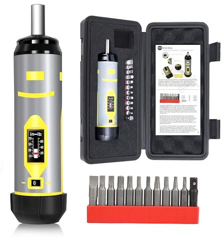 Torque Screwdriver Wrench Set 10-70 Inch Pounds for Professional Maintenance, Firearms Accurizing Gunsmithing, Scope Mounting, Tools with 1/4 Adapter, Hex, Torx, Flat S2 Bits, Soft-Grip Handle, Gray | With 1/4 adapter for firearms accurizing, gunsmithing, scope mounting & professional maintenance.