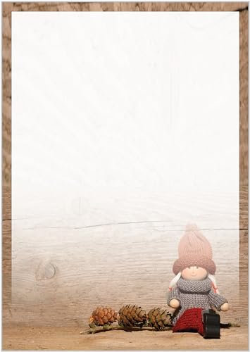 Briefpapier Wichtel DIN A4 - Papier Weihnachten - 20 Blatt - Motiv Nr. 002 | 100g/m²