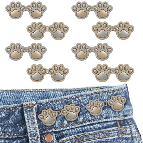 RichLuck Hosen Enger Machen Clip, 8 Sets Hosen Verkleinern Clip, Verstellbare Taillenschnallen Hosenbund Enger Machen Jeansknöpfe (Katzenklaue)
