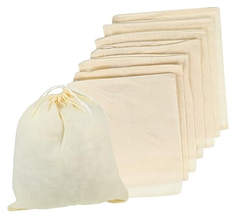 MAGICLULU 7 Pièces Poche Filtrante En Coton Réutilisable Pour Soupe Avec Cordon De Serrage Poche à Soupe Lavable Filtrante Passoire