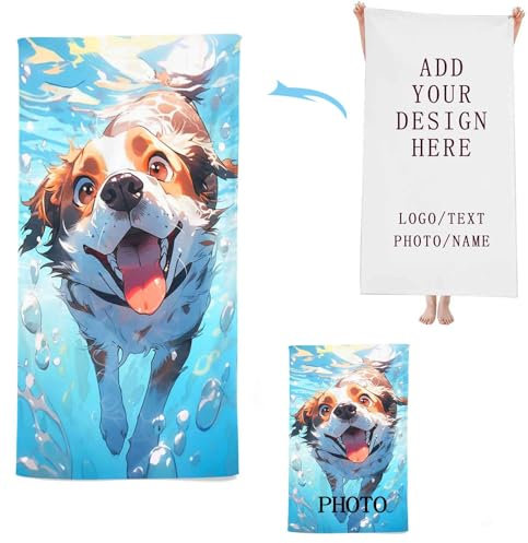 UNAGRI Personalisiert Strandtuch Mit Namen Foto Personalisiertes Strandtuch, Personalisierte Mikrofaser Strandtuch Mit Namen Personalisierte Handtuch Badetuch Groß 100x200cm (90 x 180 cm)