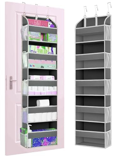 GMHLLES Over Door Storage,Hanging Storage,5-Layer Over the Door Storage,Hanging Storage Organiser,Suitable for Hanging Door Frames,Bedrooms,Children's Rooms,Wardrobes,Etc (Dark Gray)