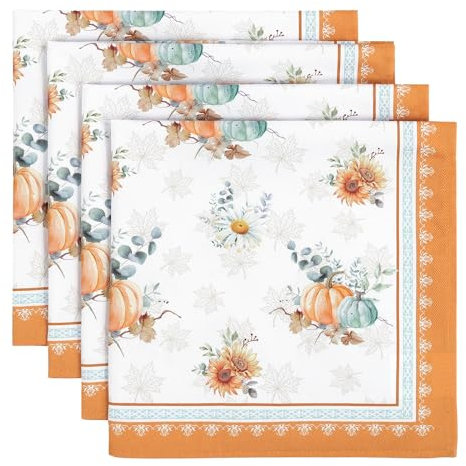 Arquiel Servilletas de Zapallo Otoño Tela de Cocina, Servilletas de 4 de Tela 100% Algodón Suaves Cómodas Lavables Reutilizables Servilletas de Mesa para Cenas Familiares, Cócteles, Bodas