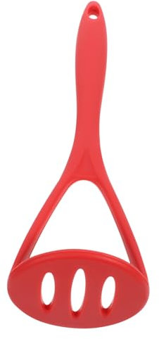 Amosfun Silicone Potato Masher Compact Vegetable and Fruit Crusher Red Non-Slip Grip Manual Mini Food Masher for Crushing Root Vegetables and Making Purees in Kitchen