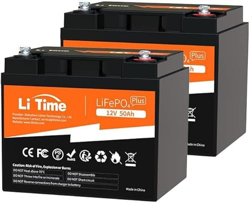 LiTime LiFePO4 12V 50Ah Batterie Eingebautes 50A BMS, 12V Lithium Akku Ideal für Wohnmobil, Solaranlage, Marine, Perfekter Ersatz für AGM Batterie