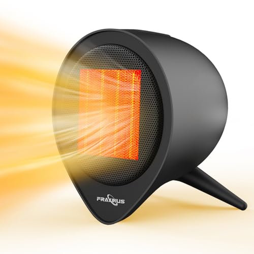 Calefactor Eléctrico de Cerámico PTC, Mini Calentador de 1500W, Temporizador de 12H, Protección Contra Sobrecalentamiento y Vuelco, Rápido y Seguro para Oficina Dormitorio Casa - Negro