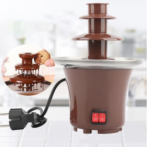HmLotd Máquina de Cascada de Chocolate Mini máquina de Fuente de Chocolate para el hogar Calefacción con Ahorro de energía Control de Temperatura Ajustable Desmontable y fácil de Limpiar, Adecuado