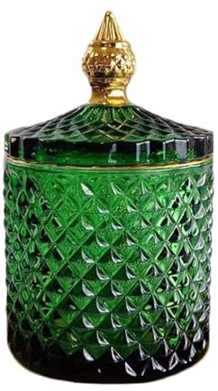 Glass Candy Jars with Lid, Clear Glass Containers, Crystal Glass Storage Jars Snack Organizer, Decorative Jars for Party Wedding Birthday Gift (Green)