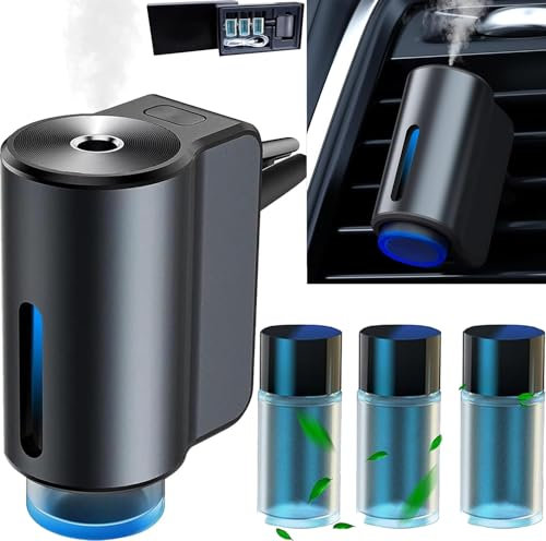 AI Profumatore Auto Diffusore con 3 fragranze (Colognee/Chanell/Hiltonn), Elettrico Fragranze Deodorante, Nebulizzatore ad Ultrasuoni, 3 Modalità, ON/Off Automatico, Batteria Integrata CFK-3Z