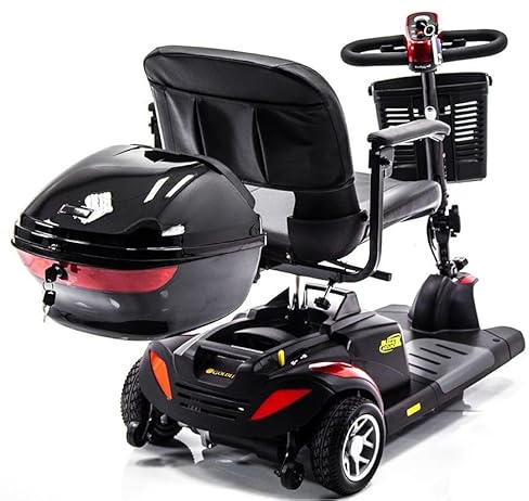 Universal Mobility Scooter Storage Box, 38 x 40.6 x 28 cm, Gloss Black, with Keys and Reflector