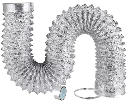 Flexibel Luftleitungen Rohr Ventilationsschlauch Hitzebeständiger Schlauch Lüftungsschlauch Flexibel mit Stahlspirale für Klimagerät, Wäschetrockner, Dunstabzugshaube, Küchenabzug(2m,250mm)