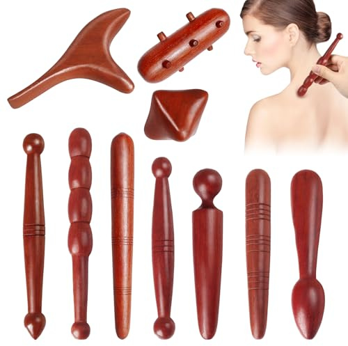 Baton de Massage, 10 Pièces Réflexologie Bâton En Bois, Thai Massage Bâton En Bois, Kit de Massage Pour Jambe épaule Dos Relaxation