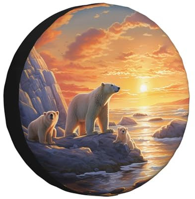 Reifenabdeckung Sonnenuntergang Winter Bär Tier Reifenhülle Waschbar Radabdeckung Uv-Schutz Reifen Tasche Für Viele Fahrzeug Ersatzradreifen Truck 17 inch