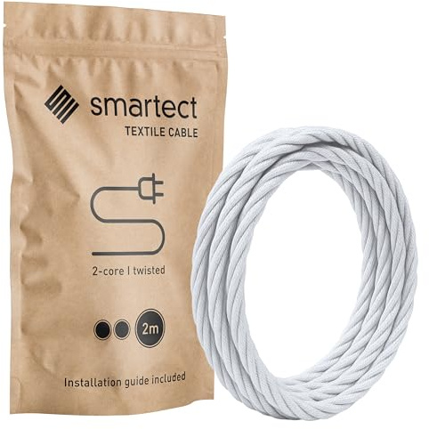 smartect Braided Cable twisted 2 Core (2 x 0.75mm²) White, 2 Metres