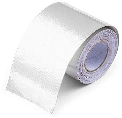 CKryzillix Hitzeschutzband Auspuff,Hitzeschutzband 2 stücke Auspuffrohr Aluminiumfolie Hohe Temperatur Wrap Band Reflektierende Hitzeschild(Silver)