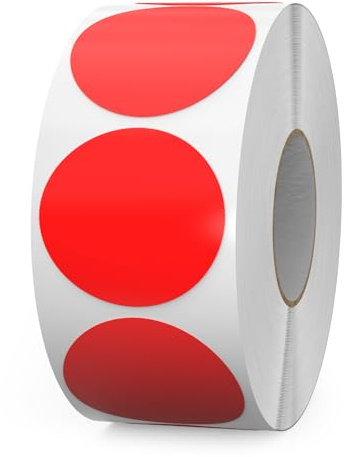 FINDAT 1000 Stück Rot 38 mm Markierungspunkte Runde Klebepunkte Aufkleber | Selbstklebend, wasserfest, Vinyl, Etiketten, Büro, Schule, Lagerregale, Umzug, Farbcodierung