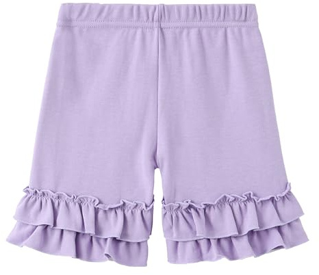 VilyR Girls Cotton Ruffle Shorts Solid Colour Soft Stretchy Bloomers(Purple,7-8Y)