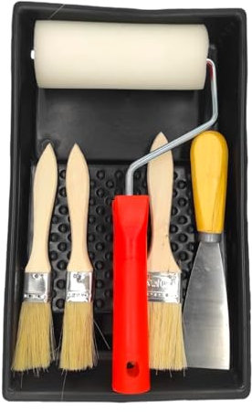 CABLEPELADO - Kit de Pintura Completo – Incluye Rodillo, 3 Brochas, Espátula y Bandeja – Ideal para Pintar Paredes, Techos y Muebles – Herramientas de Pintura