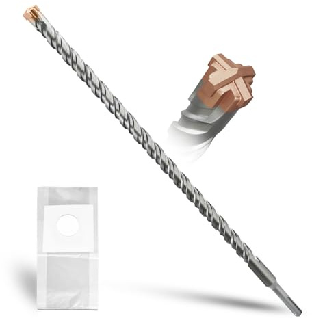 METOTY SDS Plus Hammer Drill Bit 18mm×460mm, with 4 Carbide Cutting Edges, Head with Coating, Masonry Drill, Hammer Drill, Concrete Drill, for Stone, Concrete, Natural Stone, Brick Wall