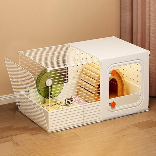 Hamsterkäfig mit Zubehör, Meerschweinchenkäfig, Rattenkäfig, Kleine Meerschweinchenkäfige für Den Innenbereich, ErhöHtes Gestell für Einfache Reinigung, Kleintierlaufstall(70 * 35 * 35cm)