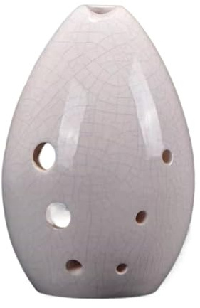 Ocarina Strumento flauto portatile for principianti con 8 fori in ceramica for prestazioni professionali in argilla tono F(White)