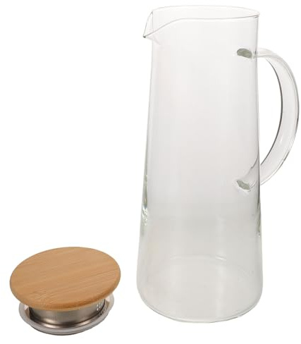 GARVALON Jarra de Vidrio de Borosilicato Resistente a Choques Térmicos con Tapa Hermética y Filtro de Acero Inoxidable Capacidad Grande para Jugo Té Helado y Bebidas Frías Cocina