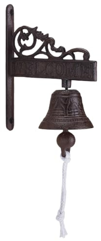 UNICRAFTALE Vintage Willkommensglocke Aus Gusseisen Wandklingel Für Den Außenbereich Hängeglocke Für Haustür Gartendekoration Klarer Klang 7.4x15x1.55cm