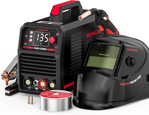 YESWELDER Schweißhelm Wahre Farbe Schweißmaske Automatischer Verdunkelung, 135A MIG Fülldraht Schweißgerät ohne Gas