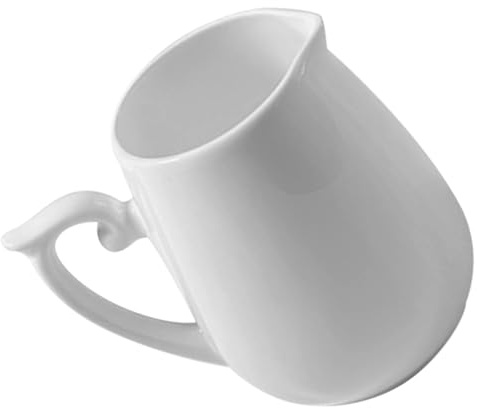SECFOU Brocca per Latte in Ceramica Bianca 160ml Manico Ergonomico, Contenitore Multifunzionale per Panna e Caffè, Bricco Piccolo per Salsa al Latte Adatto per Servizio di Caffè e Tè