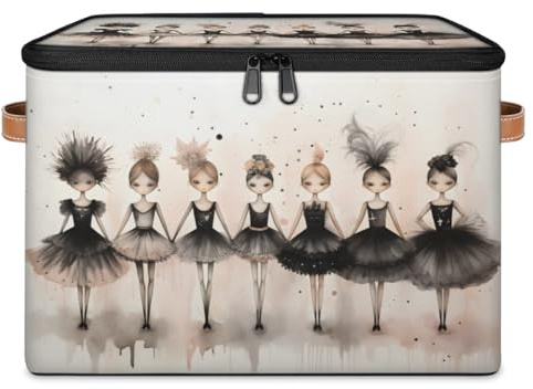 Cmizedevise Ballerina Fabric Storage Bins with Lid, Decorative Storage Boxes for Shelves, Large Closet Organizer Basket with Handles