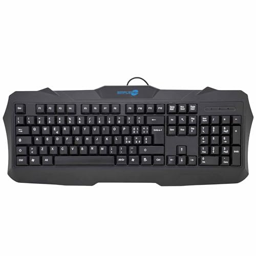 SIMPLETEK - Tastiera nera USB Cablata - Layout Italiano QWERTY | Poggia polsi integrato | Pronta all'uso (Ricondizionato)