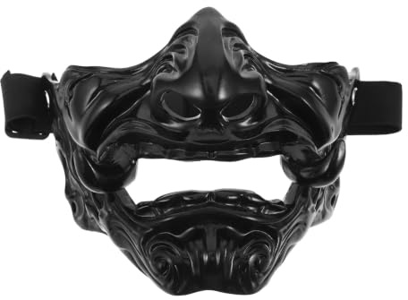 DIYEAH Masque fantôme japonais - Demi-masque Oni avec décoration de dents et de - Accessoire de costume pour cosplay et festivals - de maison hantée