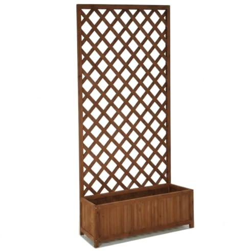 Fioriera in Legno con Grigliato ALTA CM 180 VASO L90xP30 per Piante Rampicanti e Fiori Separè per Ambienti Esterno Interno balconi terrazze Spalliera Traliccio steccato in Legno Naturale di cipresso