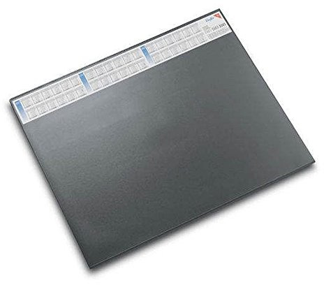 Läufer 44653 Durella DS Schreibtischunterlage mit transparenter Auflage und Kalender, rutschfeste Schreibunterlage, 52 x 65cm, grau