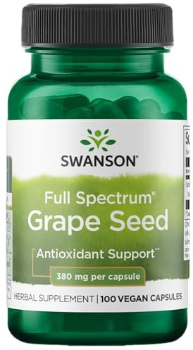 Swanson Grape Seed Heart Antioxidant Free Radicals Healthy Blood Pressure Support Polyphenols OPCS (Oligomeric Proanthocyanidins) Herbal Supplement 380 mg 100 Capsules