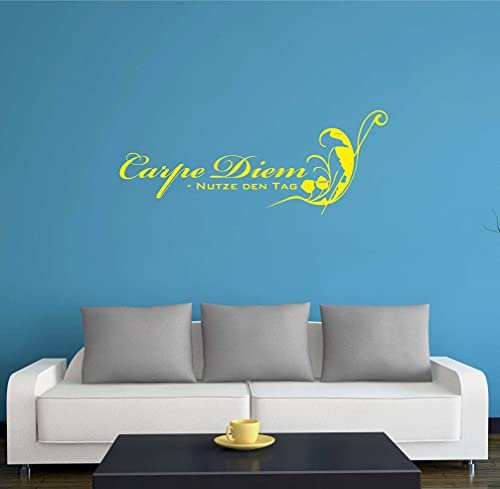 INDIGOS Vinilo Decorativo para Pared W195 Carpe Diem 80x23cm, Amarillo, 80x8x23 cm