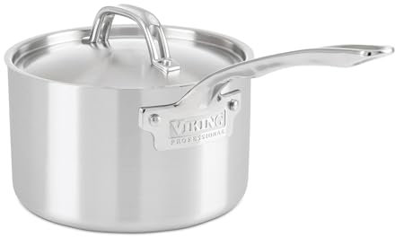 Viking Culinary Professional 5-Ply Stainless Steel Saucepan, 3 Quart, Includes Lid, Dishwasher, Oven Safe, Works on All Cooktops Including Induction