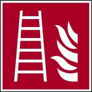 LEMAX® Brandschutzzeichen, Feuerleiter F003 Winkel-/Nasenschild DIN EN ISO 7010 Kunststoff langnachleuchtend 200x200mm