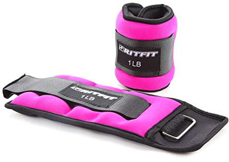RitFit Ankle Weights - A Pair of 2/3/4/6/8/10 LBS, Wrist Weights with Adjustable Straps for Women & Men, Leg Weights for Walking, Running, Yoga, Gym, Workout, Physical Therapy