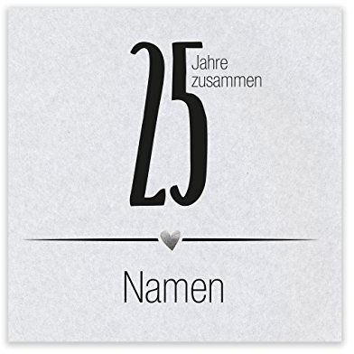 Herz & Heim® Flaschen-Etikett zur Silberhochzeit - 25 Jahre zusammen - mit Namen des Silberpaares 24 Stück