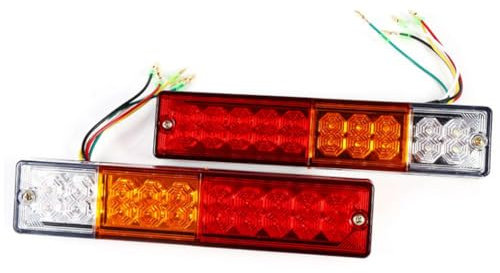 2 Piezas Luz Led Trasera, 20 LED camión Luz Trasera luz de Freno Luz Intermitente luz indicadora de Retroceso para camión de Remolque(12V) Luces Remolque traseras retangulares