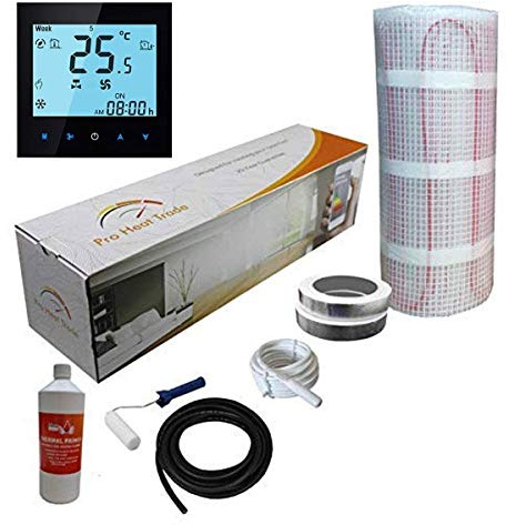 Electric Underfloor Yellow Box Heating kit 150w - 24.0m2 - Black WiFi Thermostat