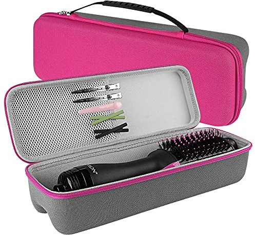Linkidea Hard Travel Case for Revlon Hair Dryer Brush, Hot Tools One-Step Hair Dryer and Volumizer Styler, Hot Air Brush Carrying Case Box (Rose Red)