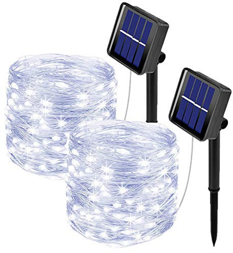 ooklee Solar Powered String Lights,Solar Fairy Lights,10 Meters/ 33Ft 100LEDS / 8 Modes,Waterproof Copper Wire Lighting for Indoor, Outdoor, Wedding, Patio, Home, Garden Decoration Cool White