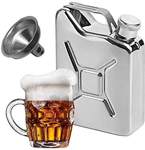 NERB 5 oz Flasque avec Entonnoir Portable Whisky Vin Pot en acier inoxydable Creative Flagon for Whisky Liqueur personnalisés hommes cadeau (Color : Black)