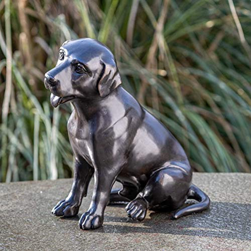IDYL Bronze-Skulptur Hund Labrador | 24 x 15 x 22 cm | Tierfigur aus Bronze handgefertigt | Gartenskulptur oder Wohnbereich-Dekoration | Hochwertiges Kunsthandwerk | Wetterfest