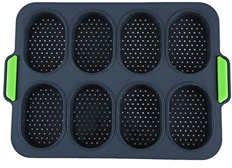 Joyeee French Bread Tray for Baking, Non-Stick Baguette Mold, Mini Cake Pan, Baguette Loaf Pan for DIY Breadsticks, Brownies, Bread Rolls with Crispy Crusts, Grey