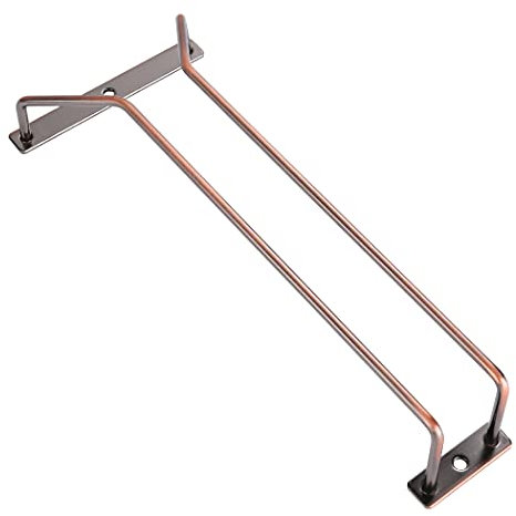 Dianoo 27.5cm Bronze Wine Glass Rack Under Cabinet, Gold Wine Glass Holder Under Shelf, Stemware Rack, Wine Glasses Storage Hanger, 1 Row