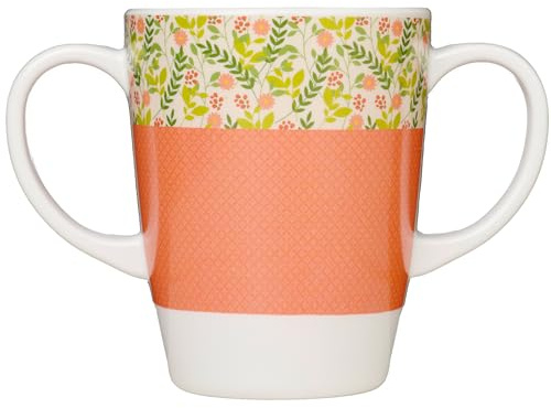 Taza de café de melamina blanca y melocotón con borde de flor de melocotón