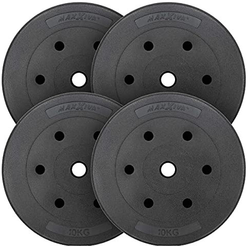 MAXXIVA Hantelscheiben-Set Zement 4 x 10 kg Ersatzgewichte für den Muskelaufbau Krafttraining Fitness-Zubehör Gewichtheben Gewichtsscheiben 40 kg